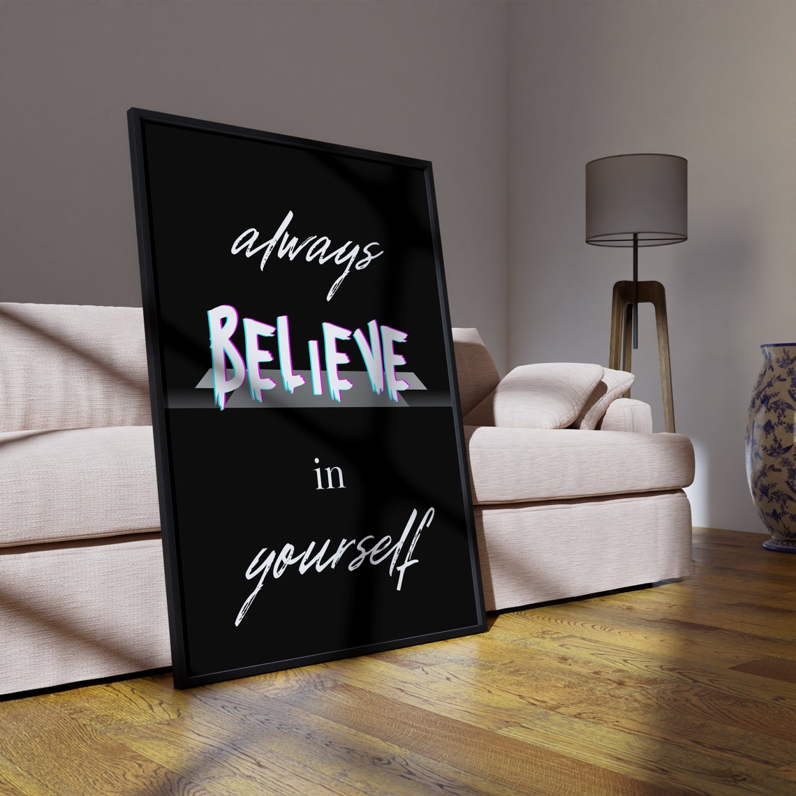 Always Believe In Yourself Glitch Text Quote Wall Home Decor Poster - Image 3