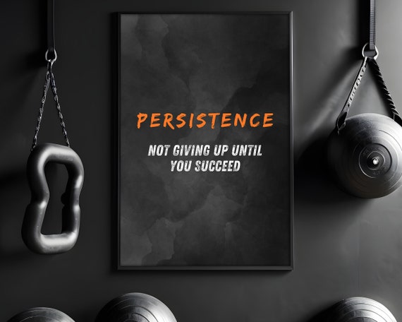 Persistence Definition Motivational Framed Poster Inspirational Print Entrepreneur Gift Encouragement Wall Art Uplifting Poster