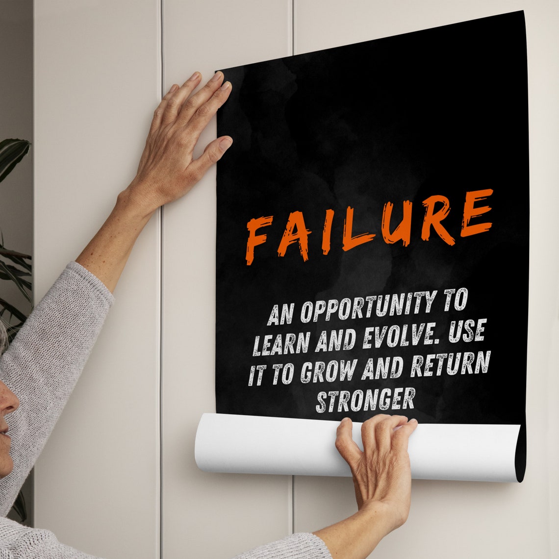 Failure Definition Orange Brush Black Motivational Quote Poster