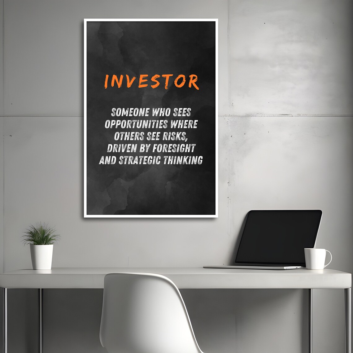 Investor Orange Brushstroke Dictionary Definition Motivational Poster - Image 2