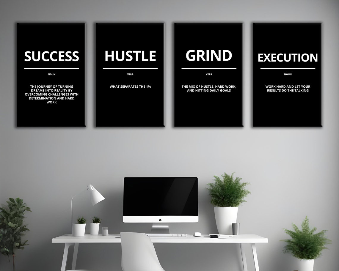 Grind Verb Definition Daily Goals Black Minimalist Framed Quote Poster - Image 4