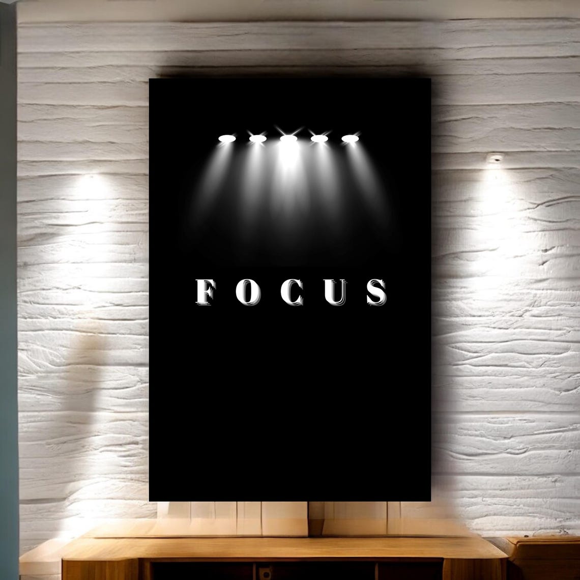 Focus Spotlight Serif Lettering Dramatic Black Elegant Poster