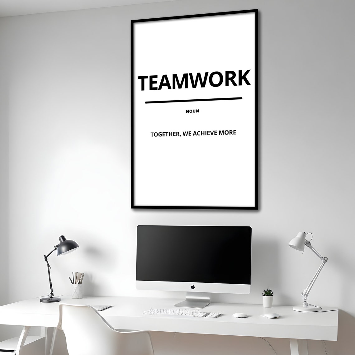 Teamwork Minimalist White Dictionary Definition Motivational Poster - Image 3