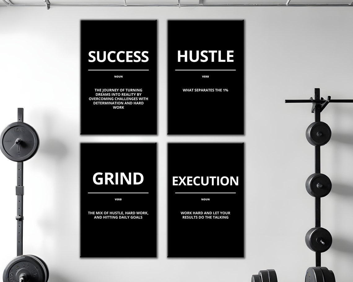 Grind Verb Definition Daily Goals Black Minimalist Framed Quote Poster - Image 5