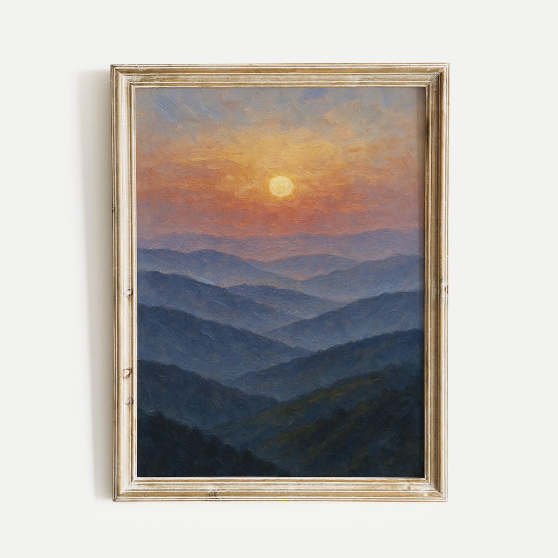 Sunrise Over Blue Mountain Ridges Misty Layered Landscape Poster