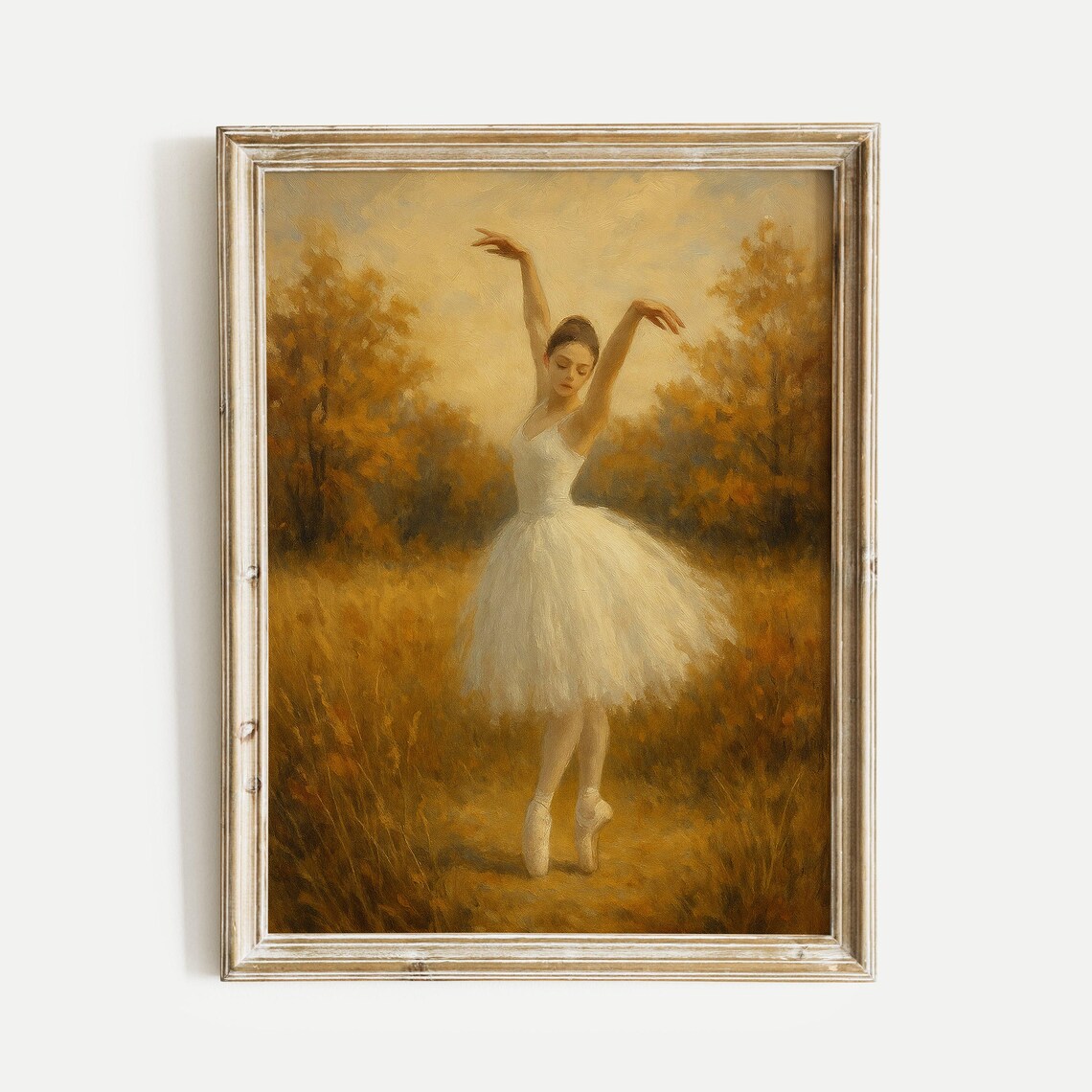Elegant Ballerina En Pointe Golden Autumn Field Ballet Poster
