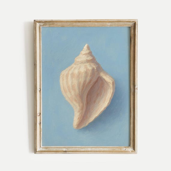 Seashell Coast Sea Oil Painting Print Vintage Wall Art Home And Office Living Room Bedroom Nursery Decor