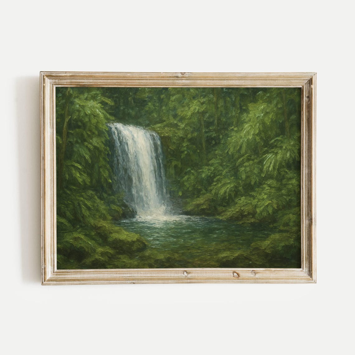 Forest Waterfall Lush Green Jungle Cascading Water Nature Poster