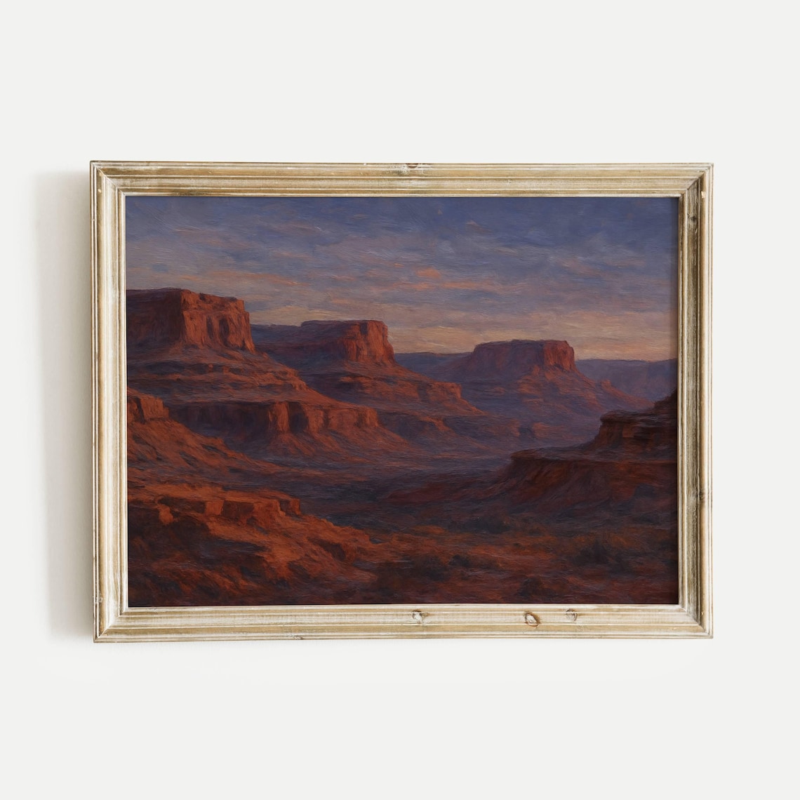 Sunrise Over Red Rock Desert Canyon Mesas Oil Painting Poster