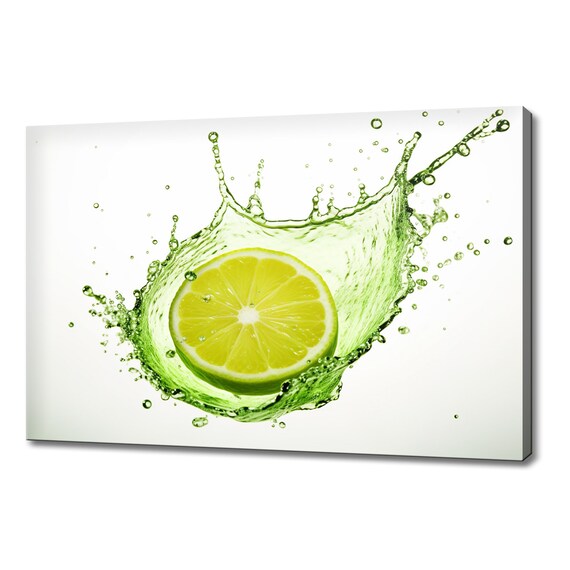 Lime Fruit Slice Splashing In Water Print Fruits Lover Gift Kitchen Restaurant Wall Art Print Colourful Fruits Wall Decor