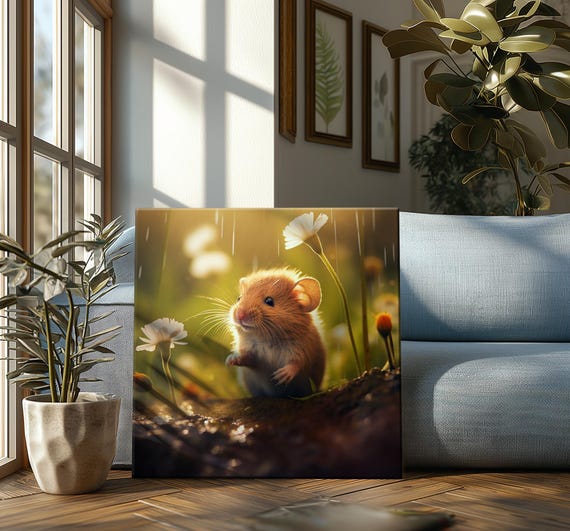 Cute Forest Mouse Wild Life Print Autumn Forest Wall Art Cute Animal Photography For Home Decor Nature Lovers