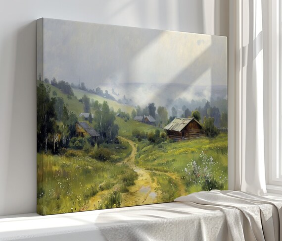 Mountain Cabins Print Large Landscape Wall Art Home Decor For Home Or Office Handmade To Order Gift For Art Lovers