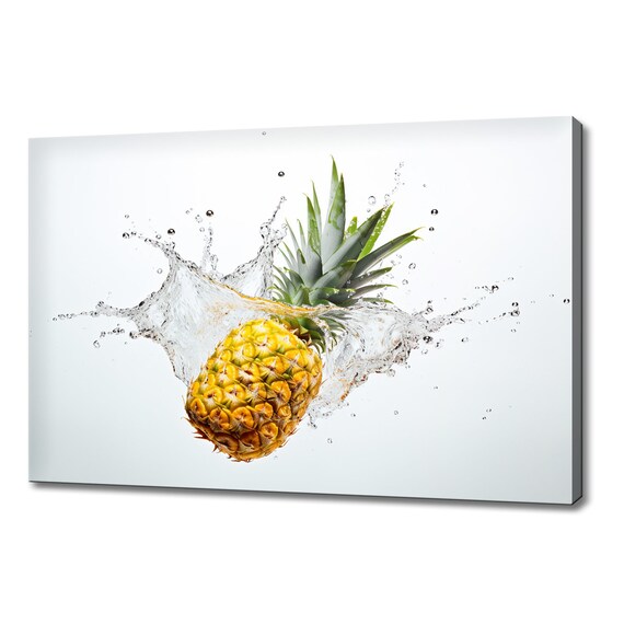 Pineapple Fruit Splashing In Water Print Fruits Lover Gift Kitchen Restaurant Wall Art Print Colourful Fruits Wall Decor