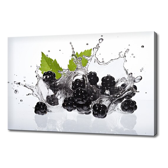 Blackberries Fruits Splashing In Water Print Fruits Lover Gift Kitchen Restaurant Wall Art Print Colourful Fruits Wall Decor