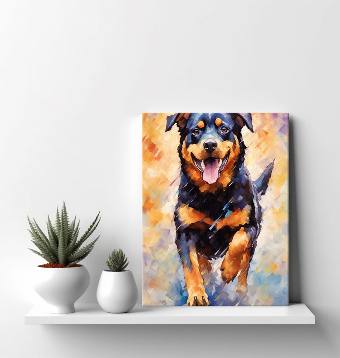Rottweiler Dog Animal Print Colourful Dog Portrait Painting Print Gift For Rottweiler Dog Lover Animal Dog Wall Decor I Dog Art