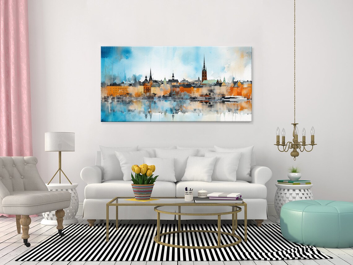 Stockholm Sweden Watercolour Skyline Cityscape Travel Poster - Image 2