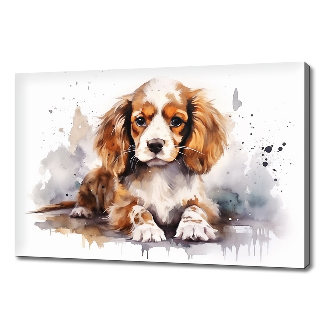 Cavalier King Charles Spaniel Puppy Splash Watercolour Wall Art