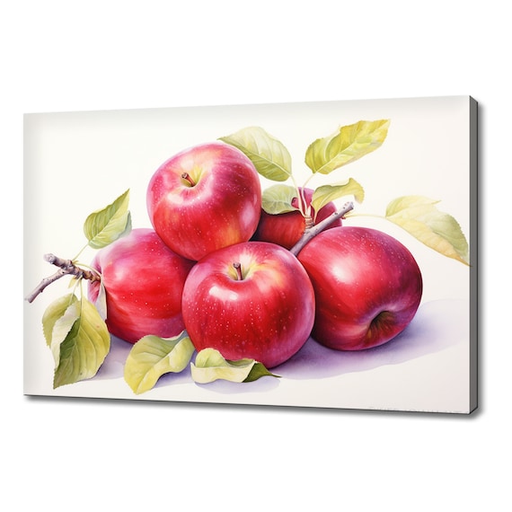 Red Apples Fruits Watercolour Painting Print Fruits Lover Gift Kitchen Restaurant Wall Art Print Colourful Fruits Wall Decor