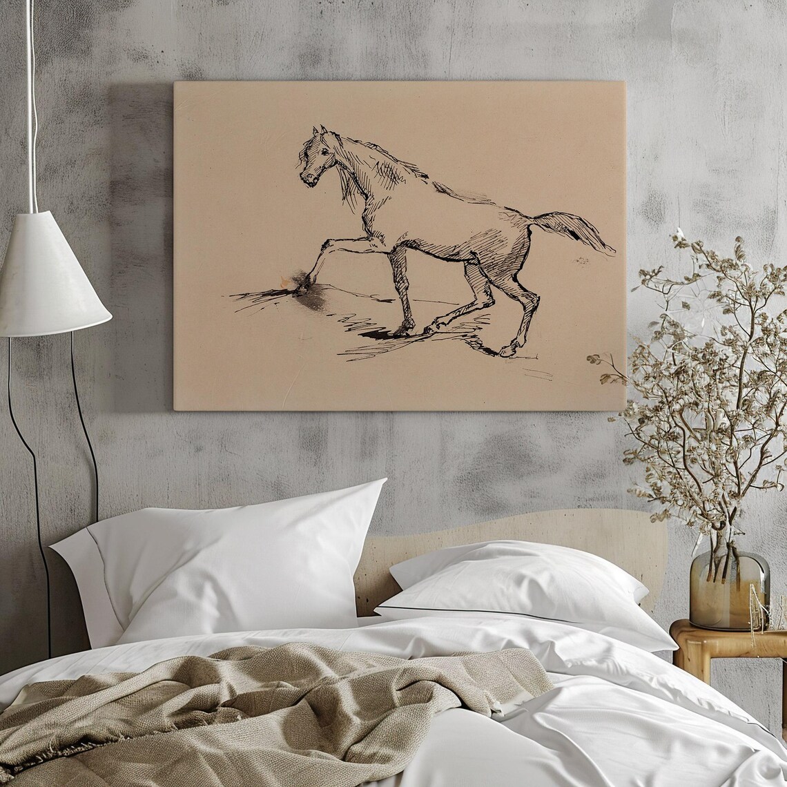Galloping Horse Ink Sketch Line Drawing Equine Wall Art Poster - Image 2