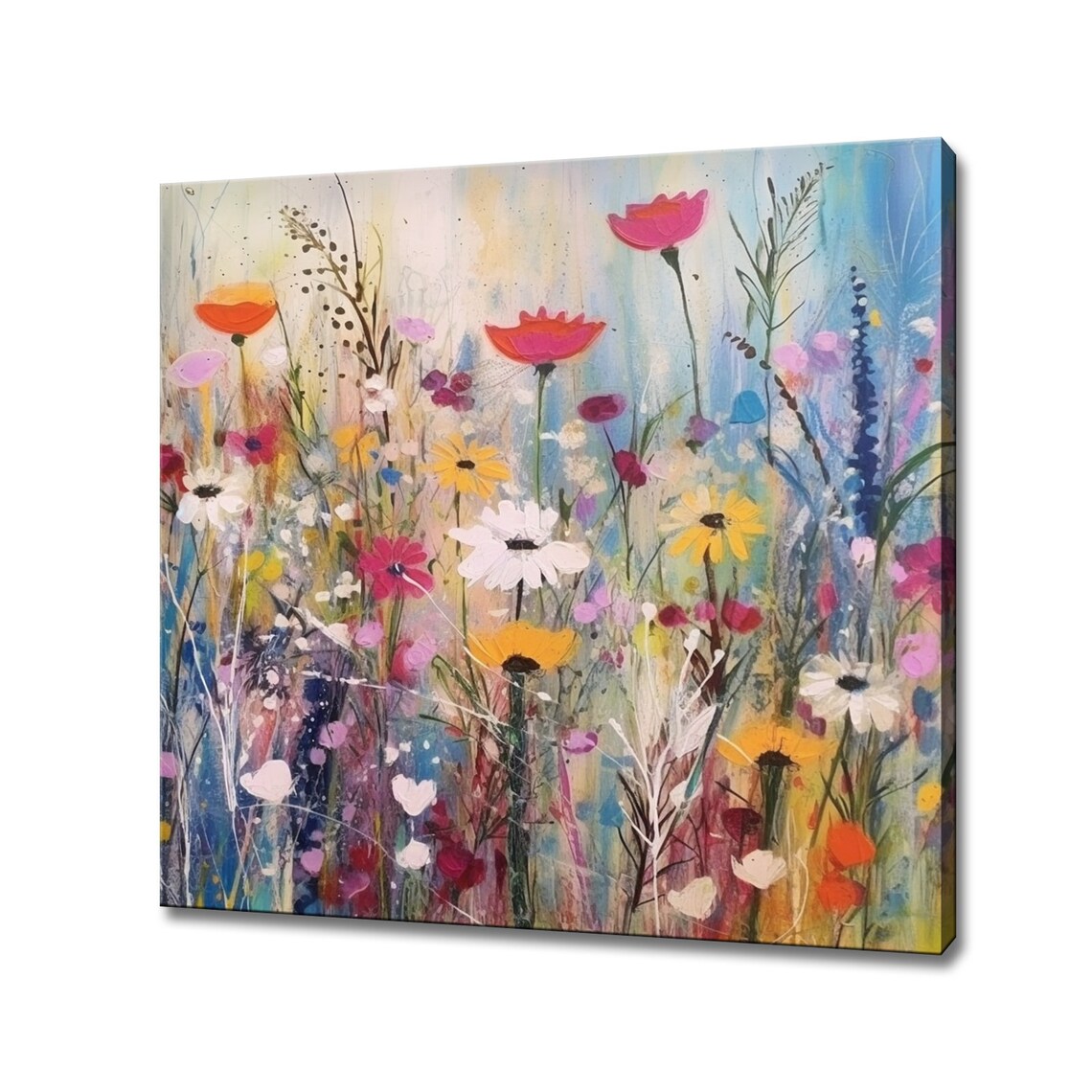 Wildflower Meadow Daisies Poppies Cornflowers Colorful Art Poster
