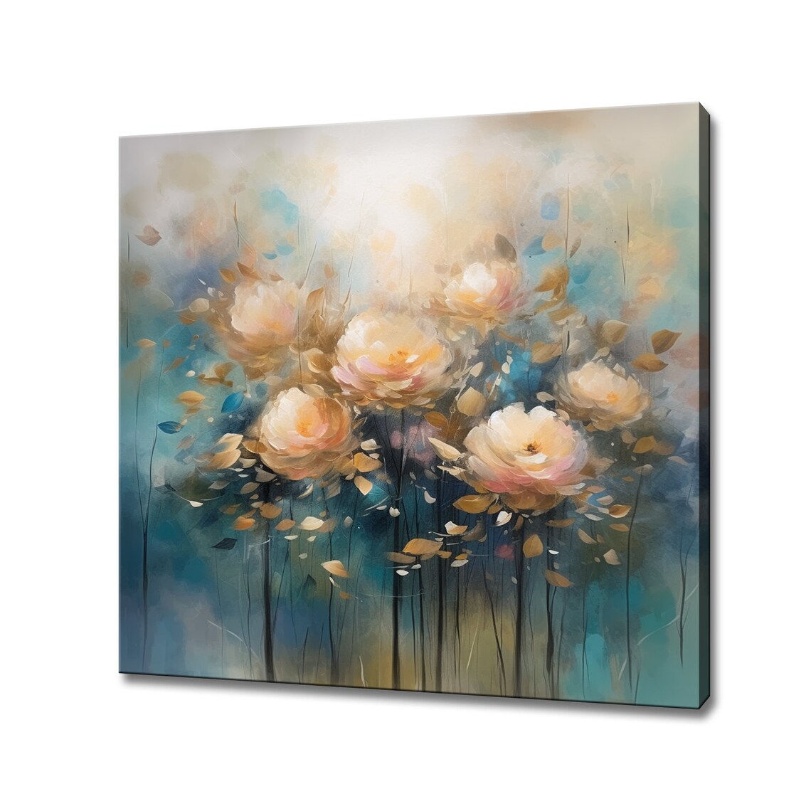 Soft Pastel Blooming Peonies Abstract Floral Oil Painting Poster