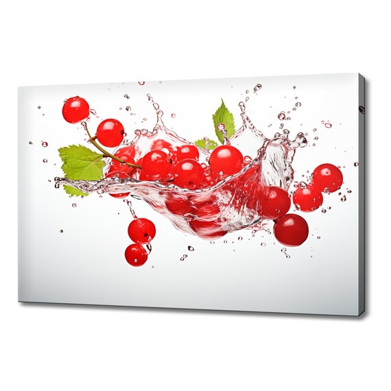 Redcurrants Fruits Splashing In Water Print Fruits Lover Gift Kitchen Restaurant Wall Art Print Colourful Fruits Wall Decor