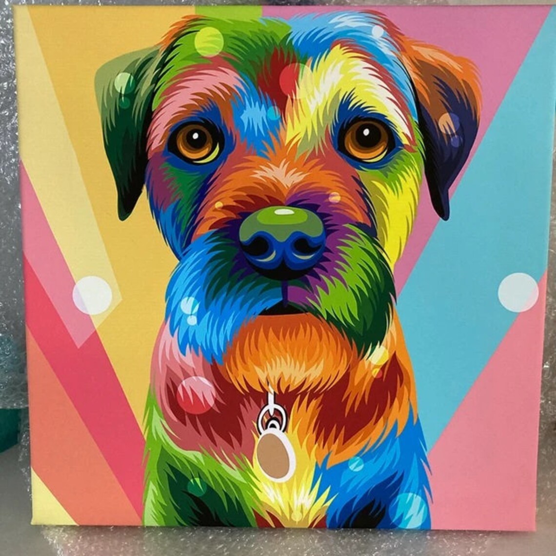 Terrier Dog Colorful Pop Art Portrait Rainbow Background Print