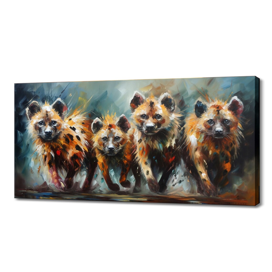 Spotted Hyena Clan Bold Brushstroke Oil Painting Wildlife Art Poster