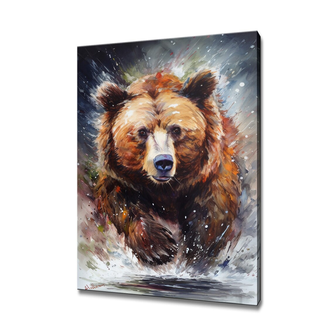 Grizzly Bear Art Print, Wildlife Wall Hanging