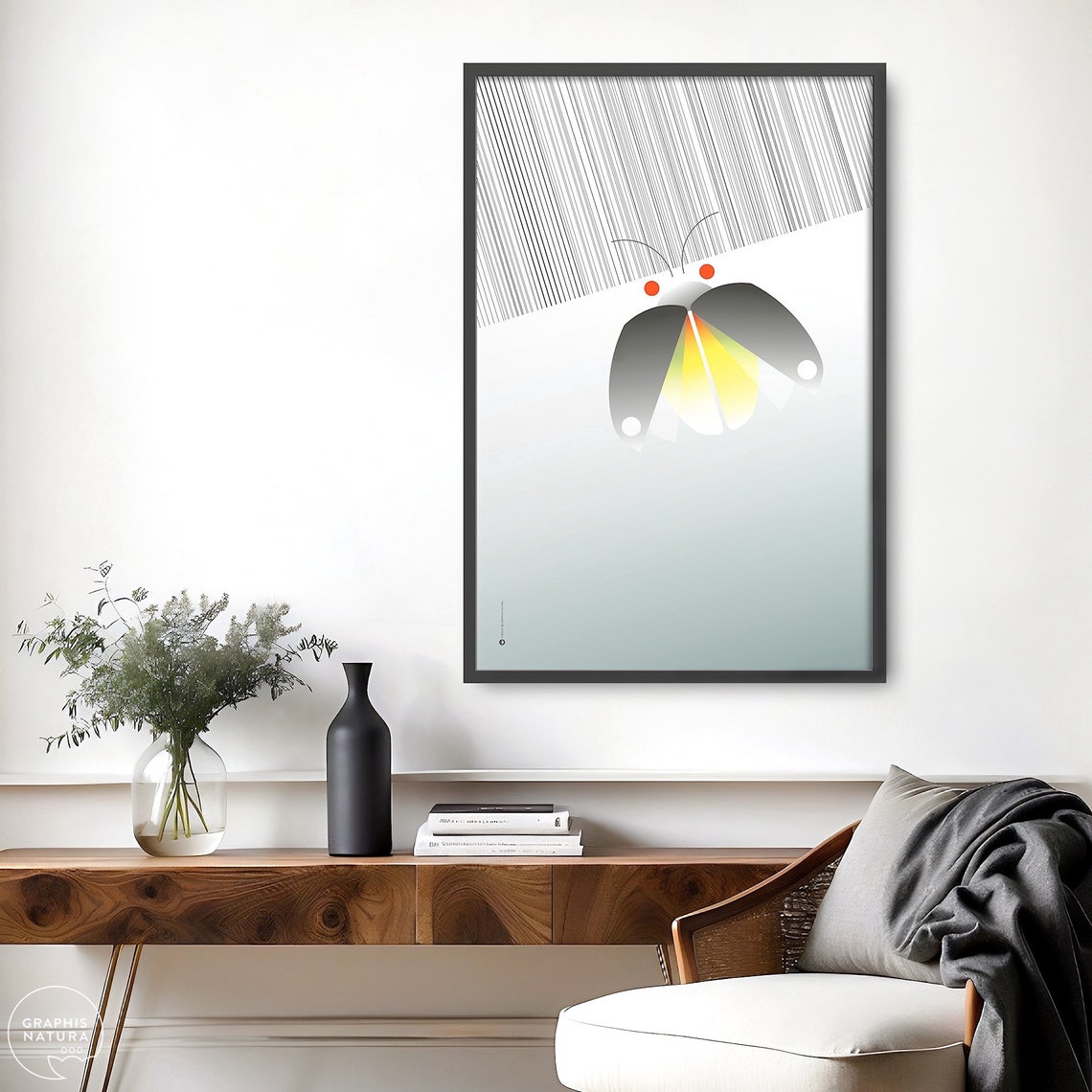Firefly Art Print Wildlife Art Print Firefly Wall Art Insect Art Nature Wall Decor Nature Lovers Art Organic Modern Art - Image 4