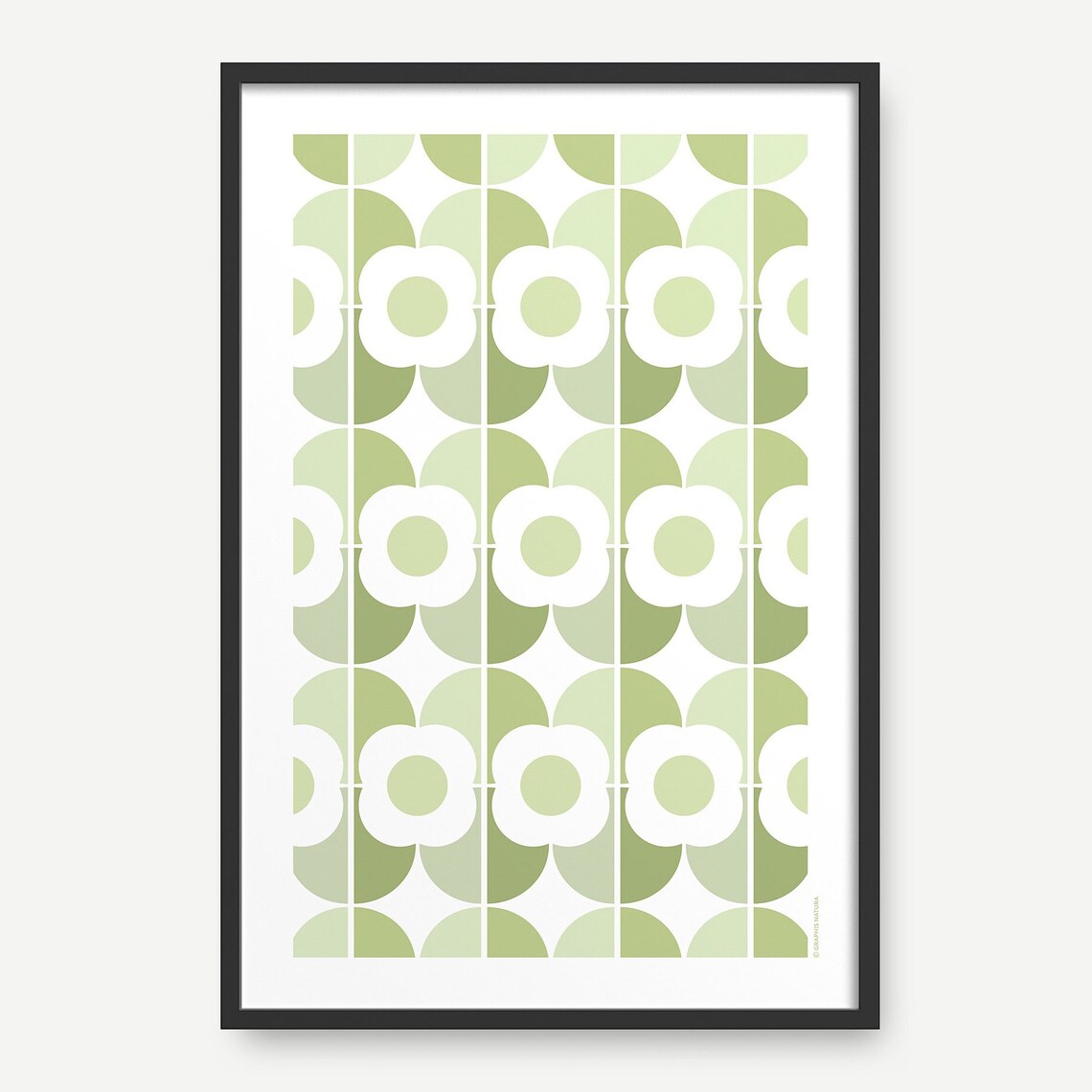 Green Scallop Geometric Flower Poster Mid Century Botanical Art - Image 4