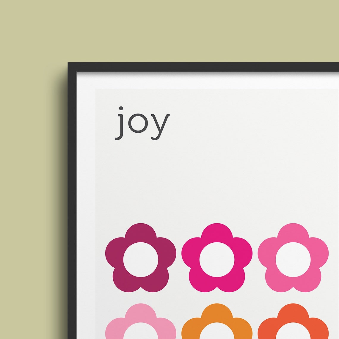 Joy Retro Flower Grid Poster Warm Pink Orange Typographic Art - Image 4