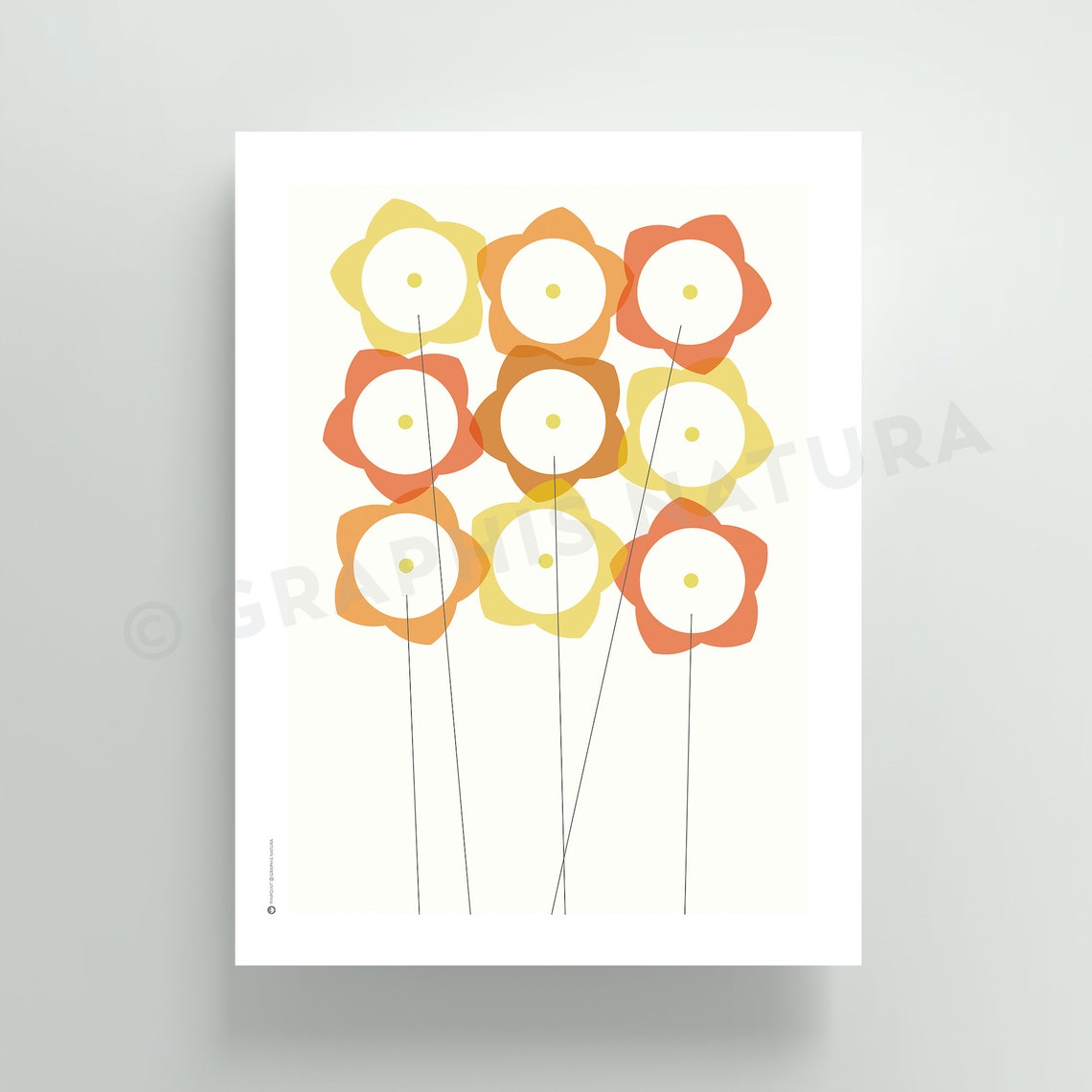 Warm Orange Wildflower Grid Minimalist Botanical Flower Poster - Image 2