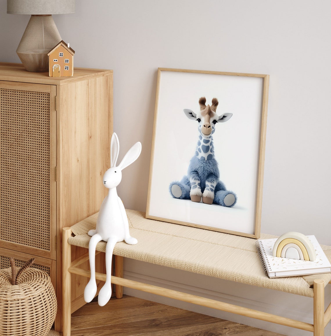Adorable Fluffy Baby Giraffe Sitting Sweet Nursery Animal Poster - Image 5