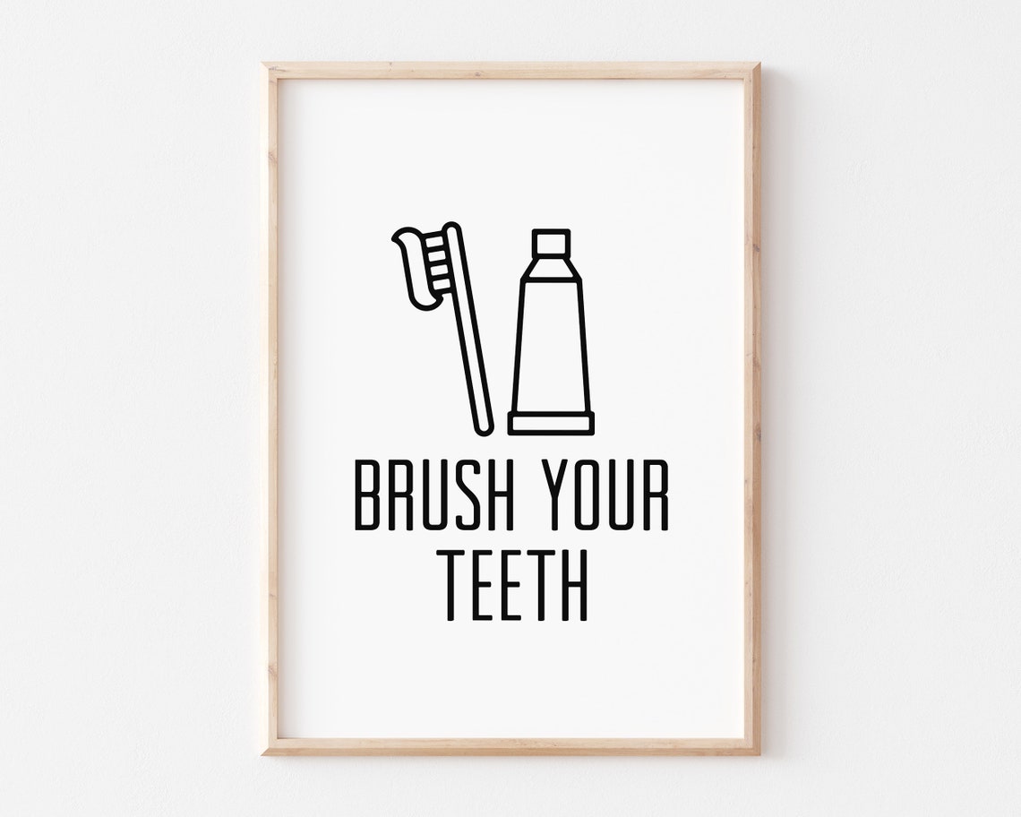 Brush Your Teeth Minimalist Bathroom Routine Reminder Poster - Image 2