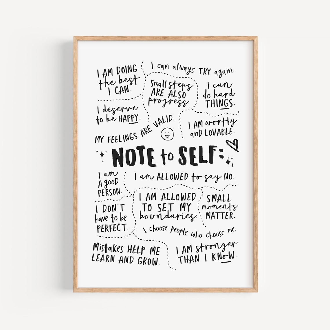 Note To Self Poster, Positive Affirmation Print