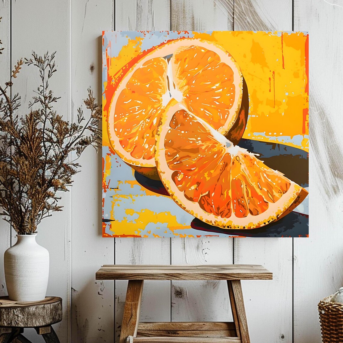Orange Slices Pop Art, Retro Fruit Kitchen Decor - Image 3