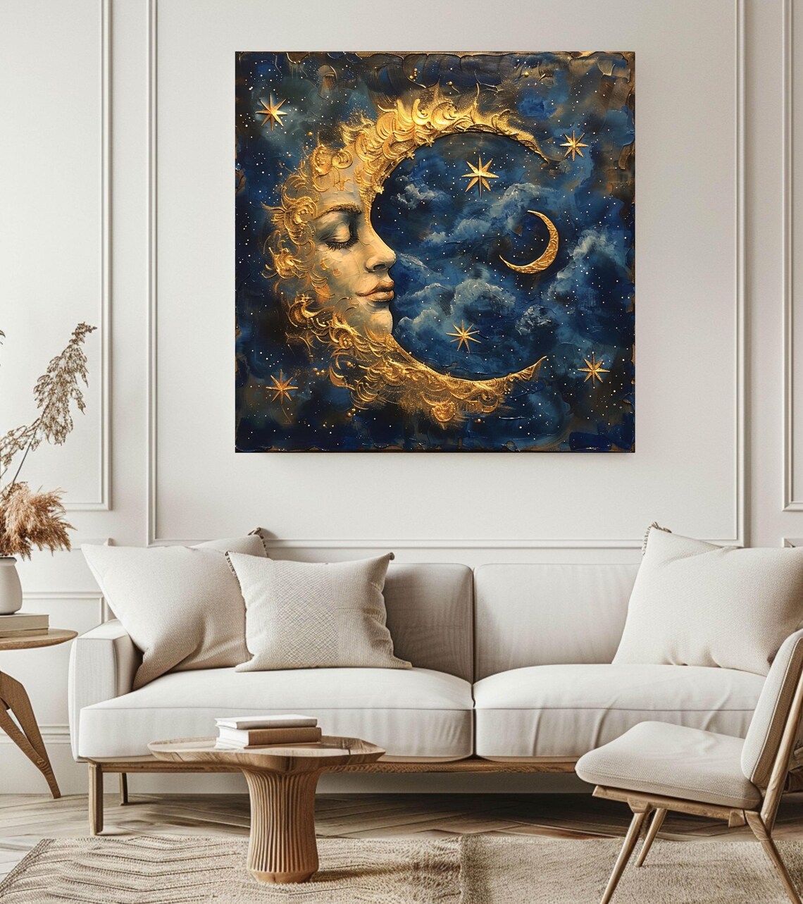 Mystical Moon Wall Art Crescent Moon Moon Night Wall Decor Moody Art Witchy Wall Decor Celestial Wall Art - Image 2