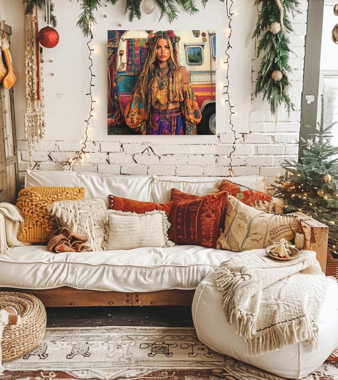 Gypsy Hippie Girl, Modern Boho Home Decor - Image 2
