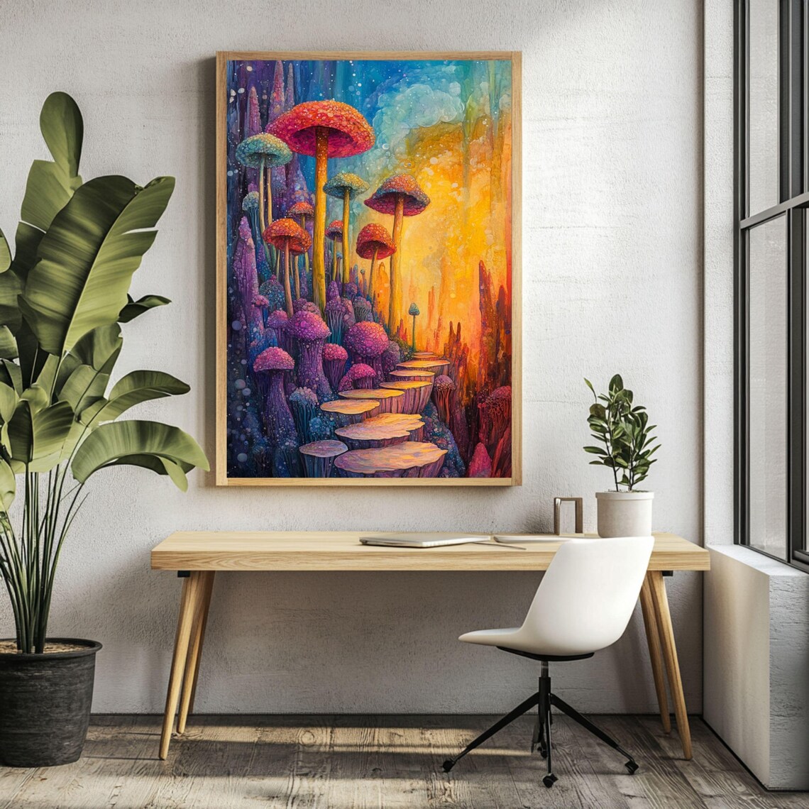 Rainbow Mushroom Cottagecore Psychedelic Fungi Art Print - Image 5