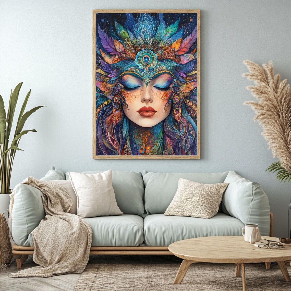 Mystical Goddess, Celestial Woman Portrait Art Print - Image 2