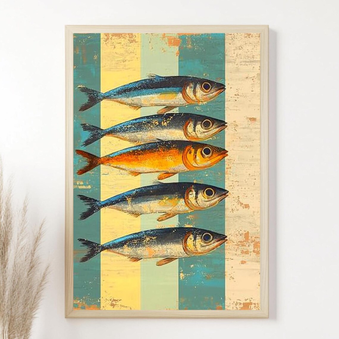 Retro Sardines Vintage Coastal Bedroom Decor