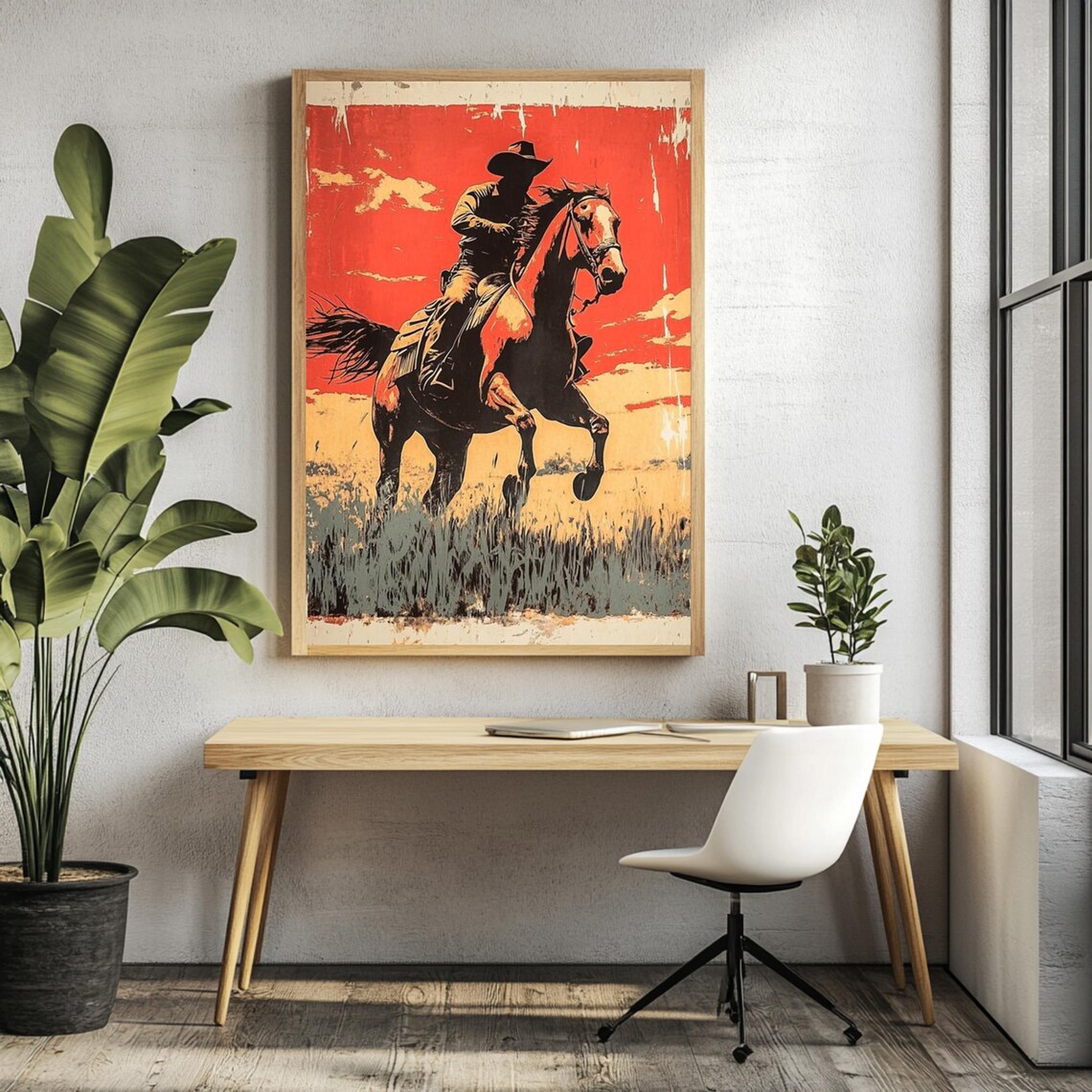 Vintage Cowboy Riding Western Poster, Rustic Decor - Image 5