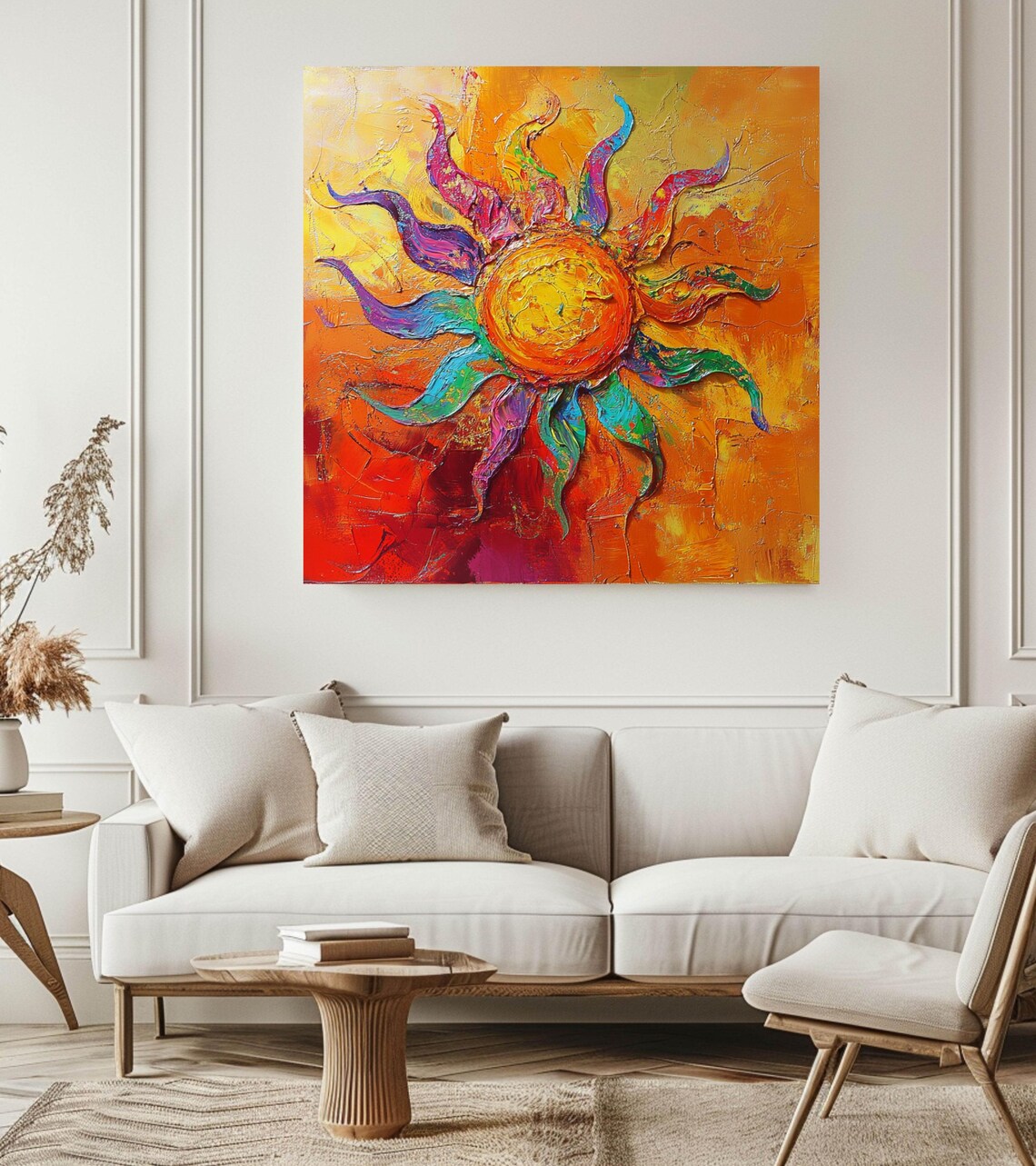 Vibrant Sun Textured Abstract Bohemian Art - Image 4