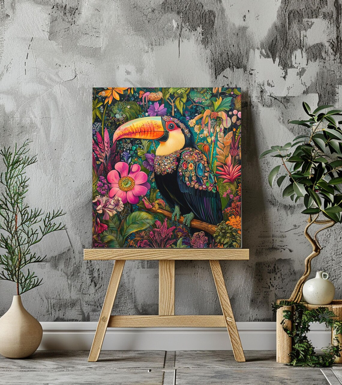 Maximalist Toucan Art Print, Tropical Jungle Decor - Image 3