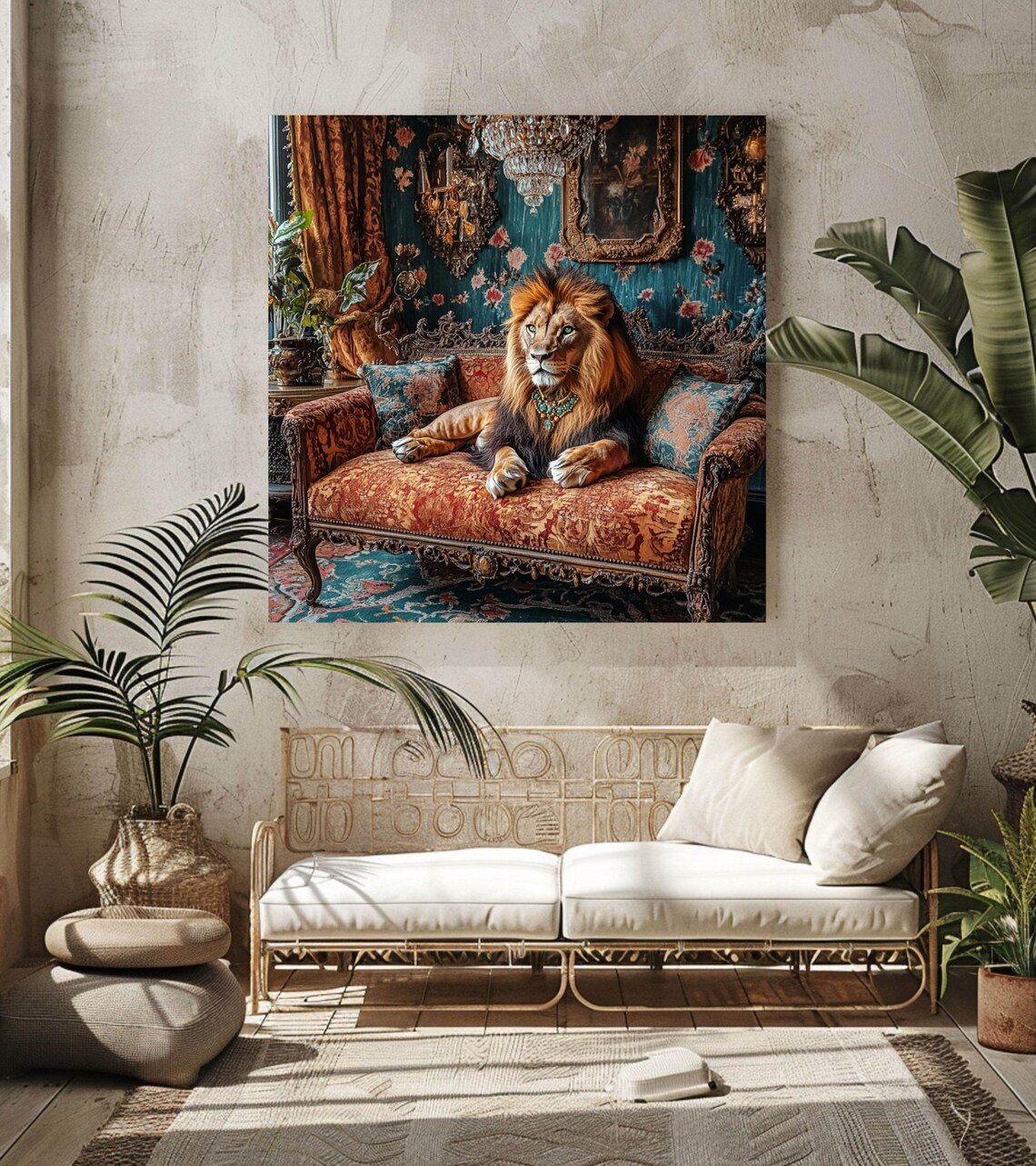 Maximalist Lion Wall Art, Regal Jungle Decor - Image 4
