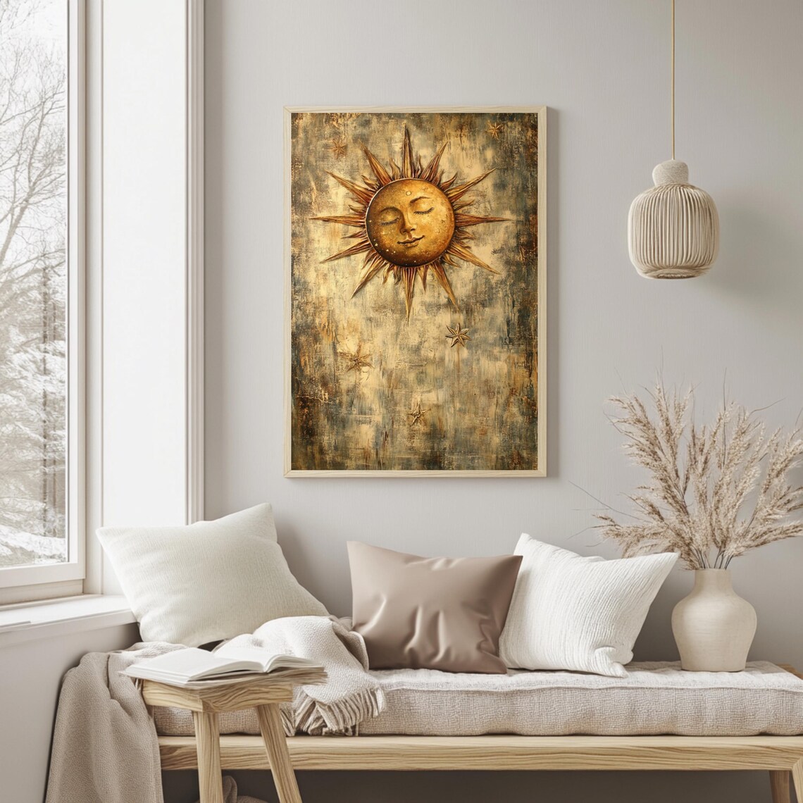 Celestial Sun Vintage Print, Bedroom Decor - Image 2