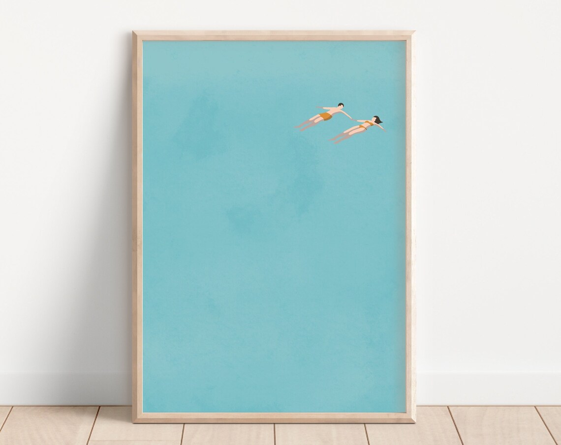Man And Woman Floating In Pool Summer Art Print
