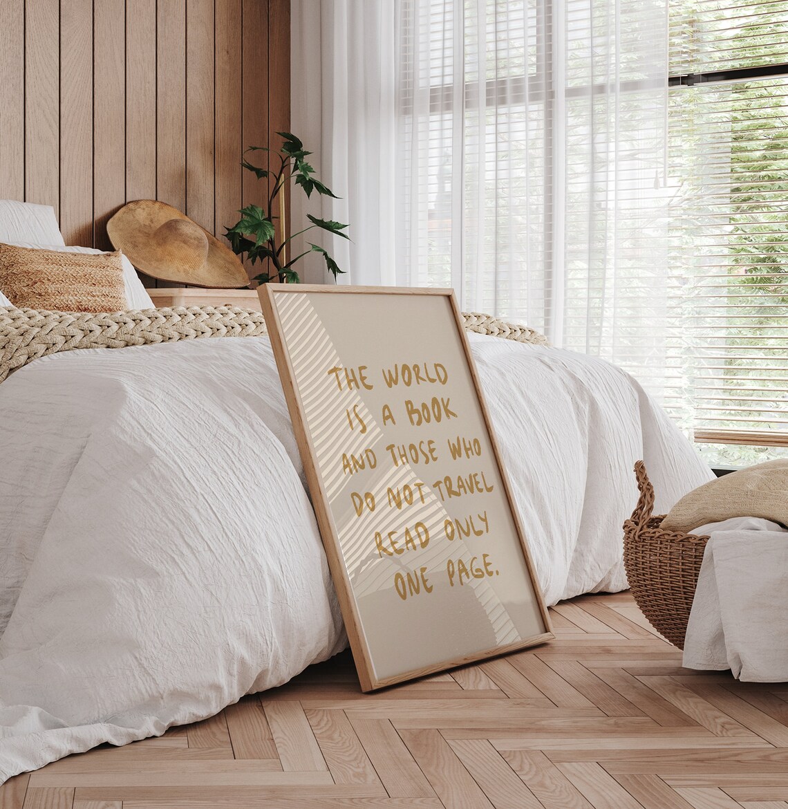 The World Is A Book Travel Quote Print Wanderlust Typographic Wall Decor - Image 3
