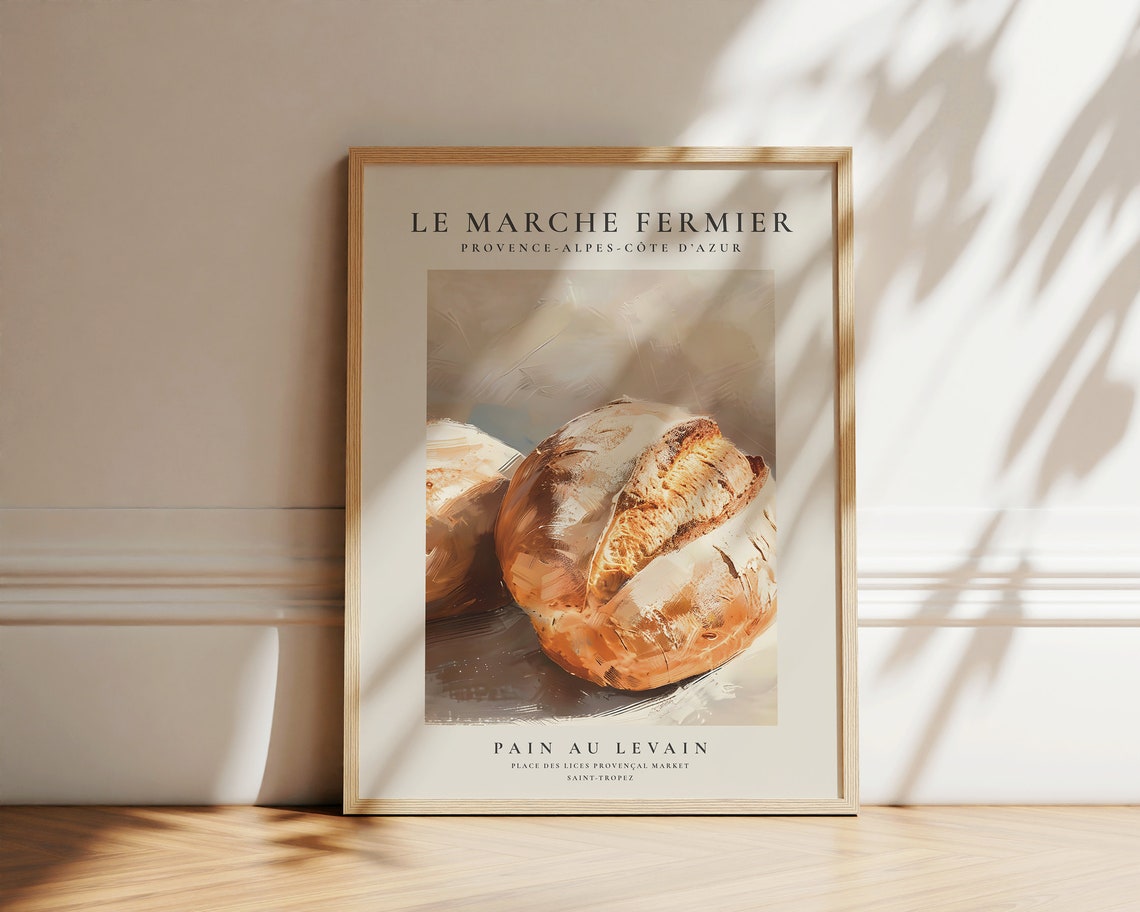 Pain Au Levain Sourdough Bread French Market Kitchen Art Poster